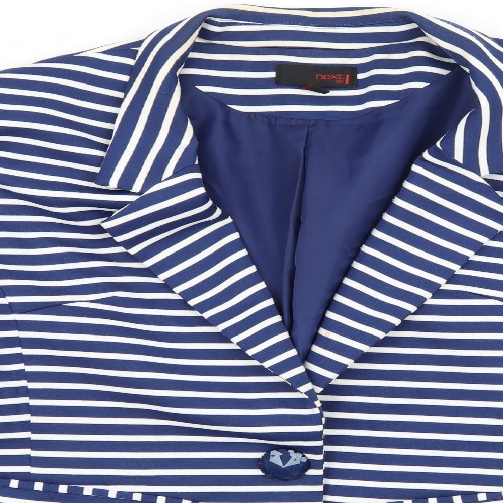 NEXT Womens Blue Striped  Jacket Blazer Size 16