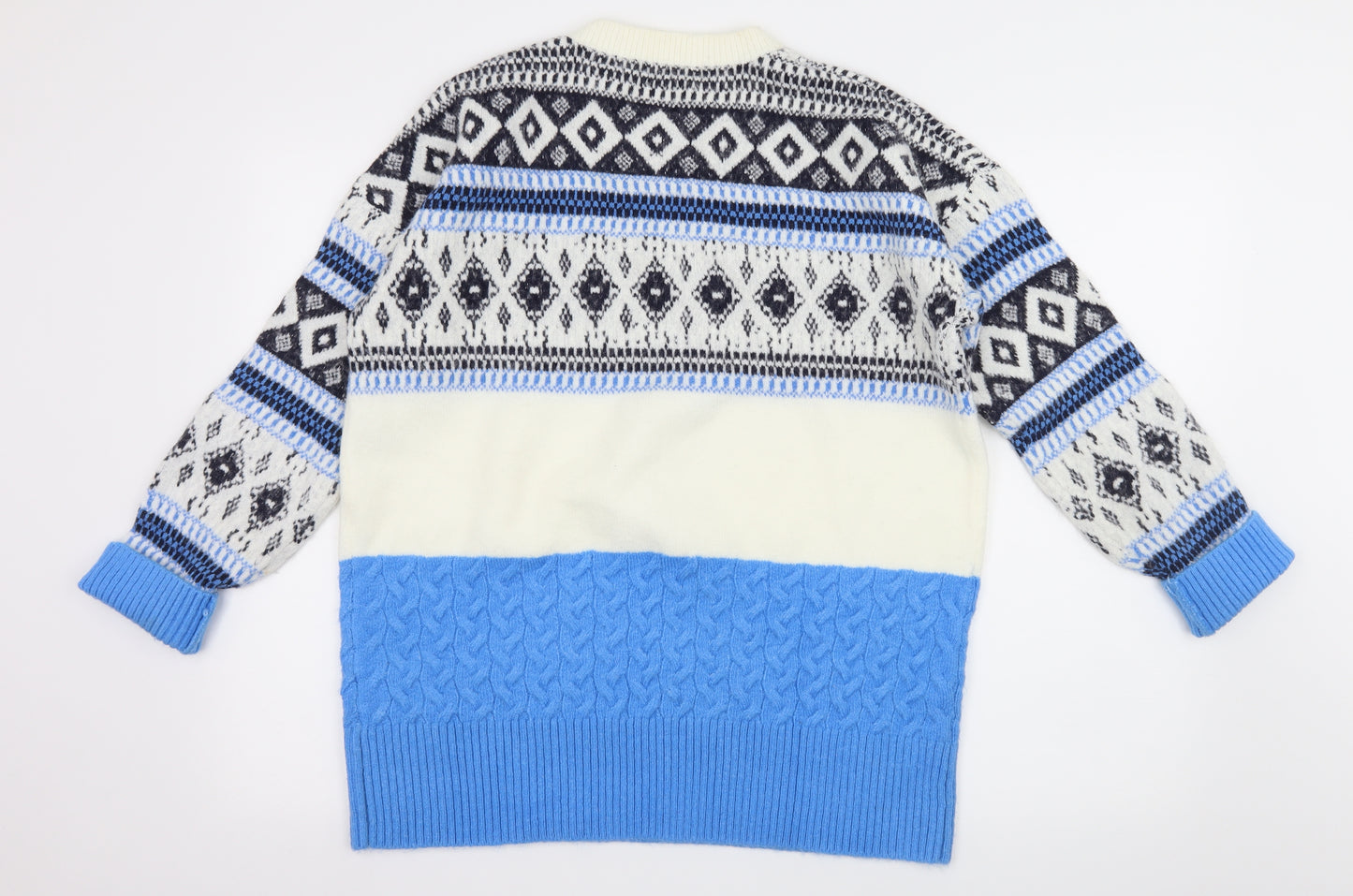 Very Womens White Striped Knit Pullover Jumper Size 16