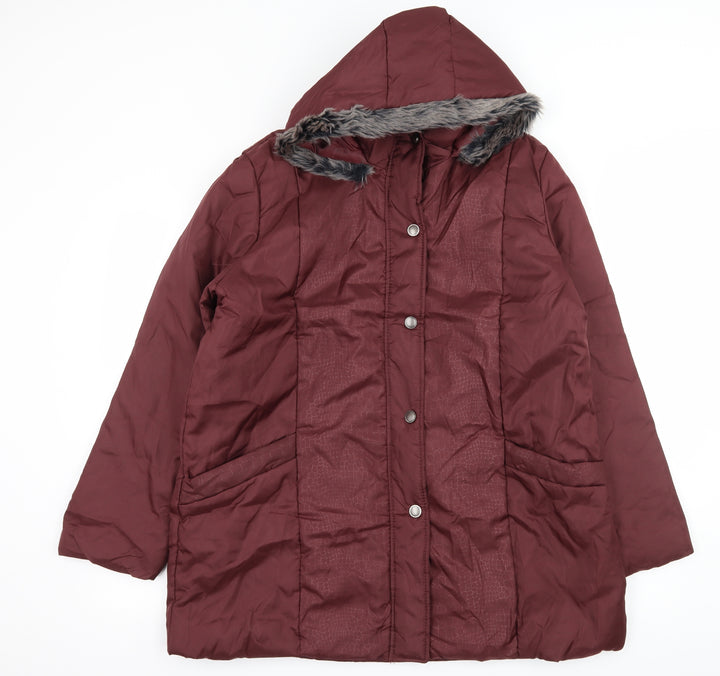Anne De Lancay Womens Red Parka Coat Size M
