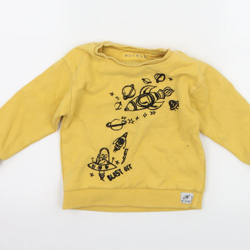 Nutmeg Boys Yellow  Jersey Pullover Sweatshirt Size 2-3 Years  - Space