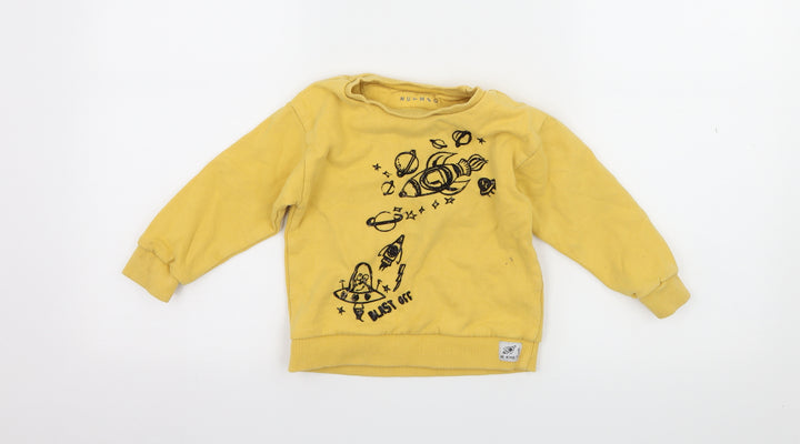 Nutmeg Boys Yellow Jersey Pullover Sweatshirt Size 2-3 Years - Space
