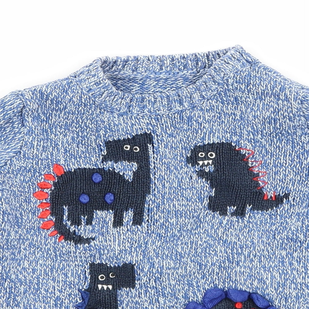 Nutmeg Boys Blue  Knit Pullover Jumper Size 12-18 Months  - Dinosaur