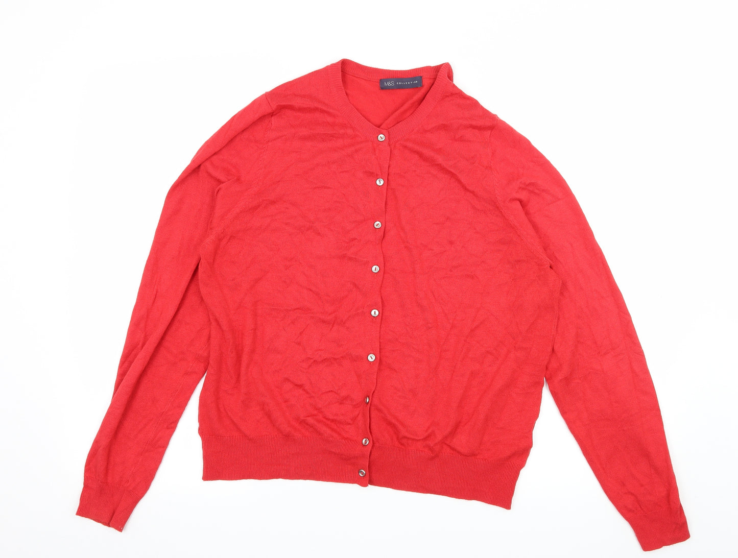 Marks and Spencer Womens Red  Knit Cardigan Jumper Size 18