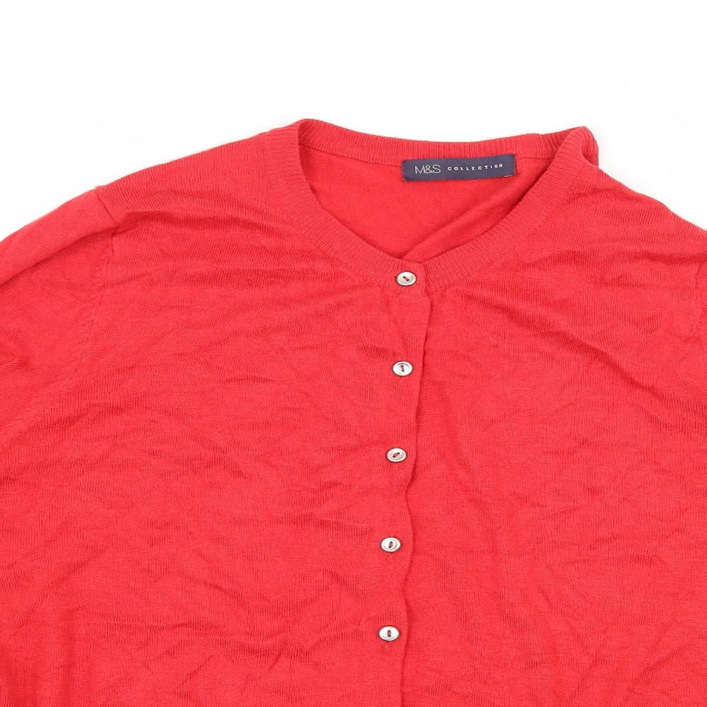 Marks and Spencer Womens Red  Knit Cardigan Jumper Size 18