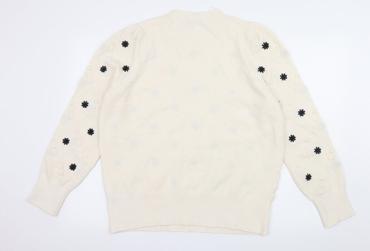 F&F Womens Ivory Floral Knit Pullover Jumper Size 18