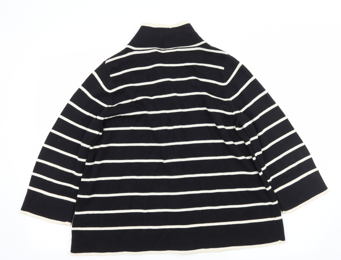 Marks and Spencer Womens Black Striped Knit Cardigan Jumper Size 18