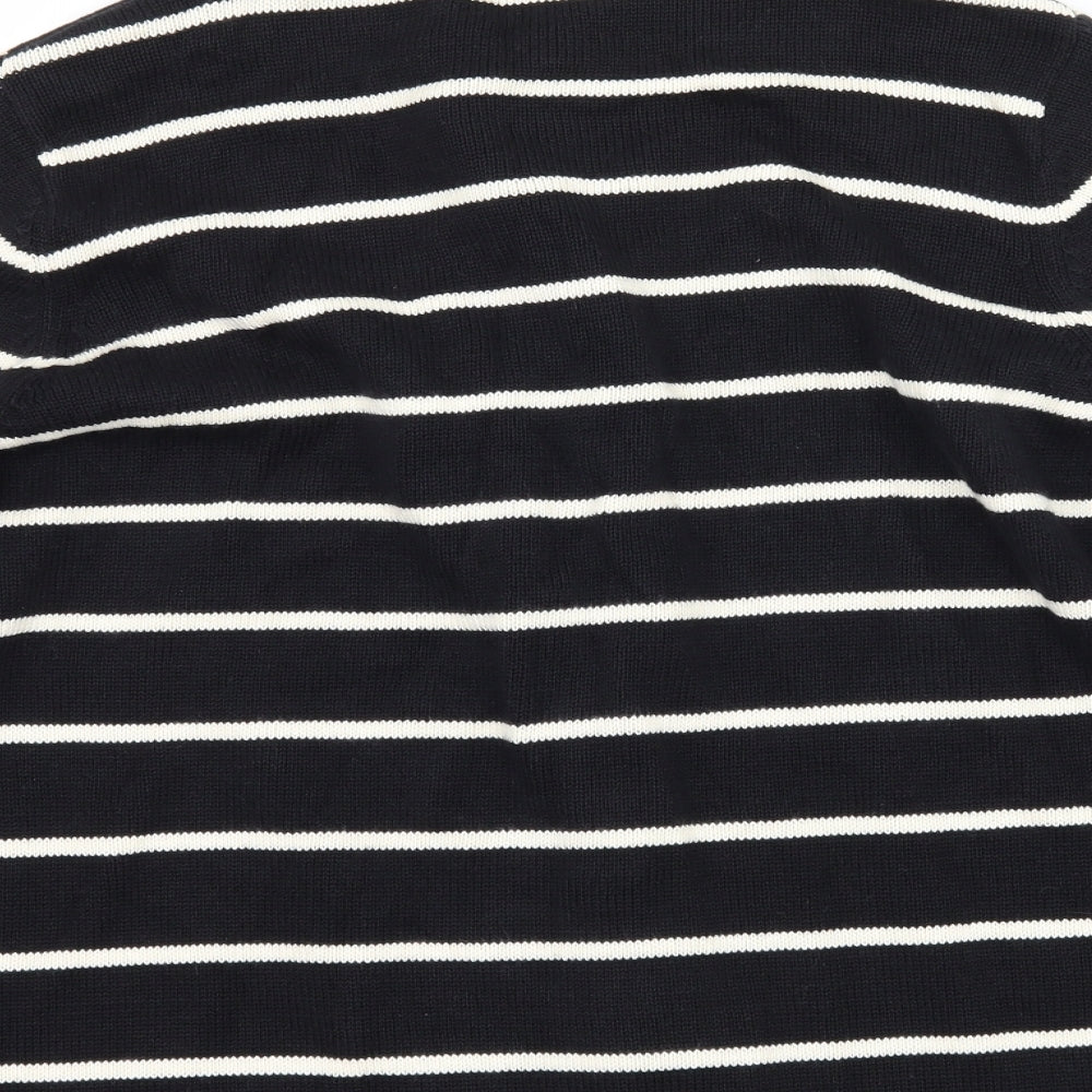 Marks and Spencer Womens Black Striped Knit Cardigan Jumper Size 18