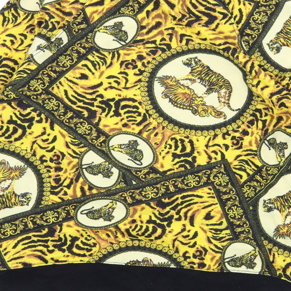 Topshiop Womens Yellow Geometric Jersey Pullover Sweatshirt Size 10  - Tiger