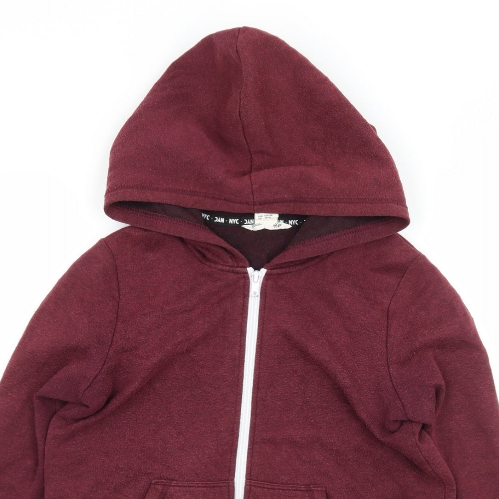 H&M Boys Red  Jersey Full Zip Hoodie Size 13-14 Years