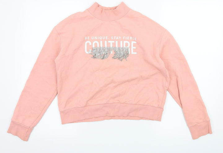 River Island Girls Pink  Jersey Pullover Sweatshirt Size 11-12 Years  - Be Unique