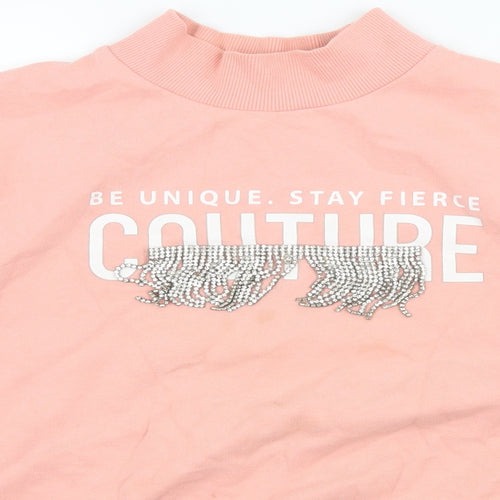River Island Girls Pink  Jersey Pullover Sweatshirt Size 11-12 Years  - Be Unique