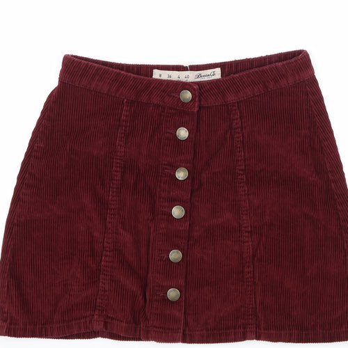 Denim & Co. Womens Red  Corduroy A-Line Skirt Size 8