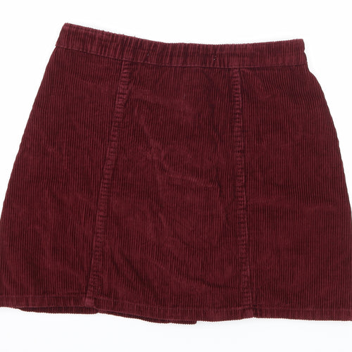 Denim & Co. Womens Red  Corduroy A-Line Skirt Size 8