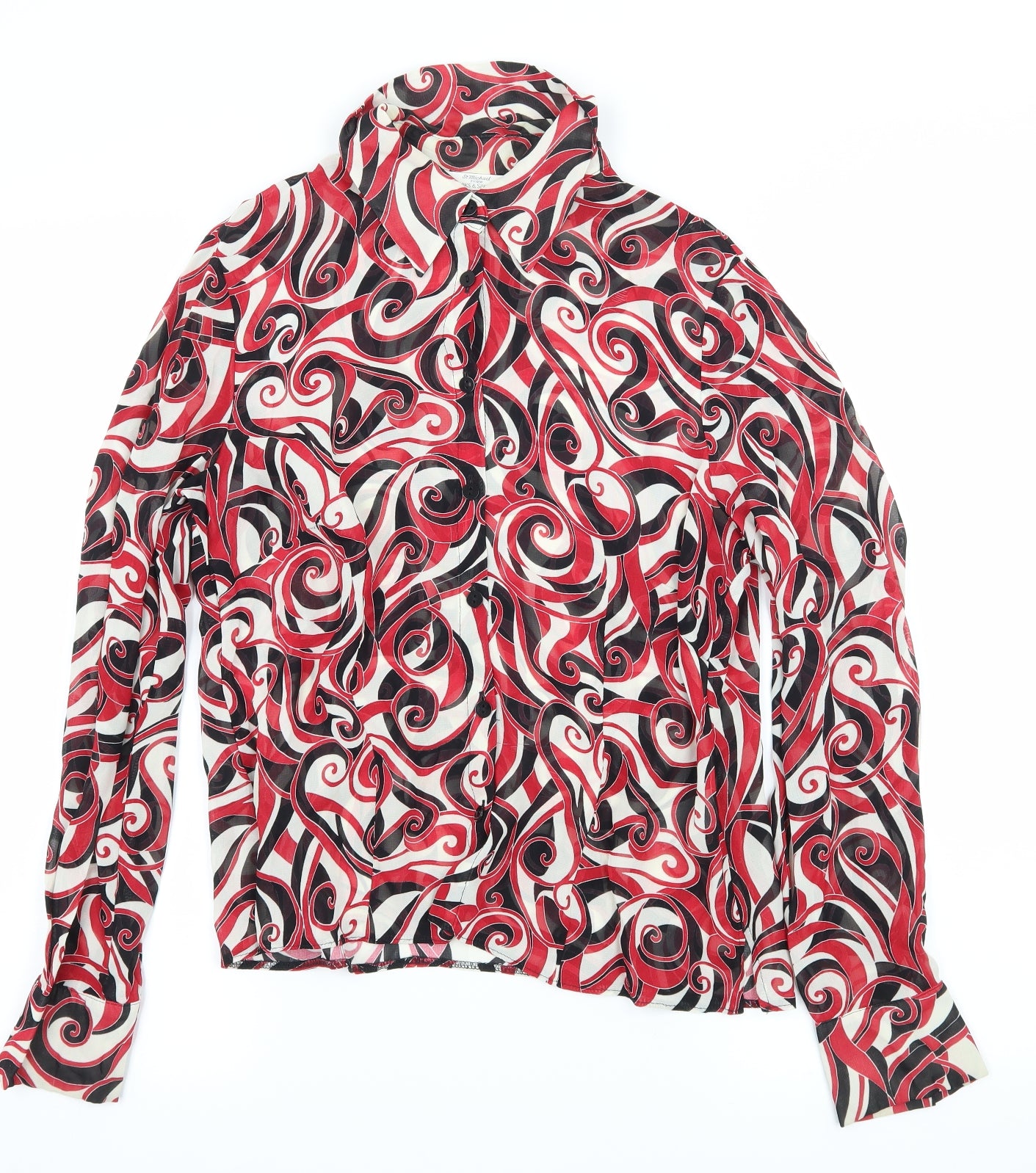 St Michael Womens Red Geometric  Basic Blouse Size 12