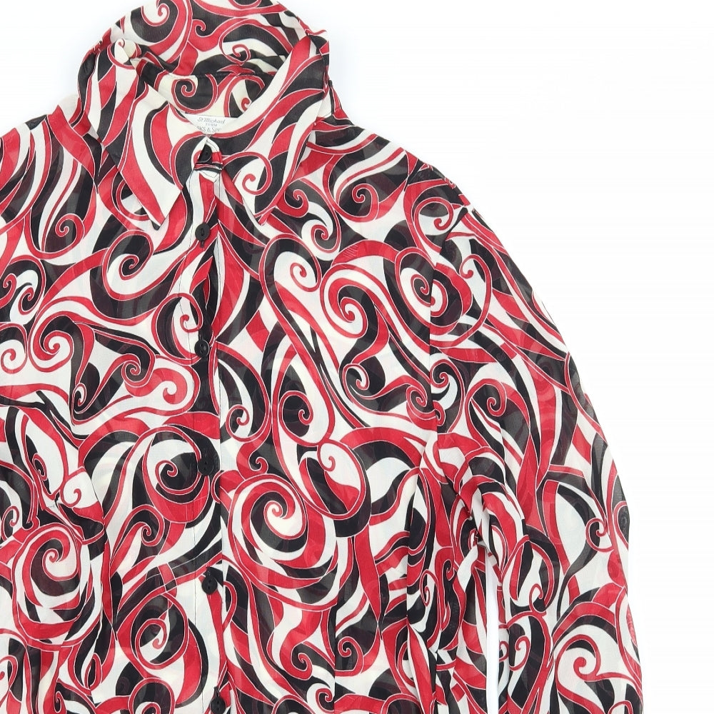 St Michael Womens Red Geometric  Basic Blouse Size 12