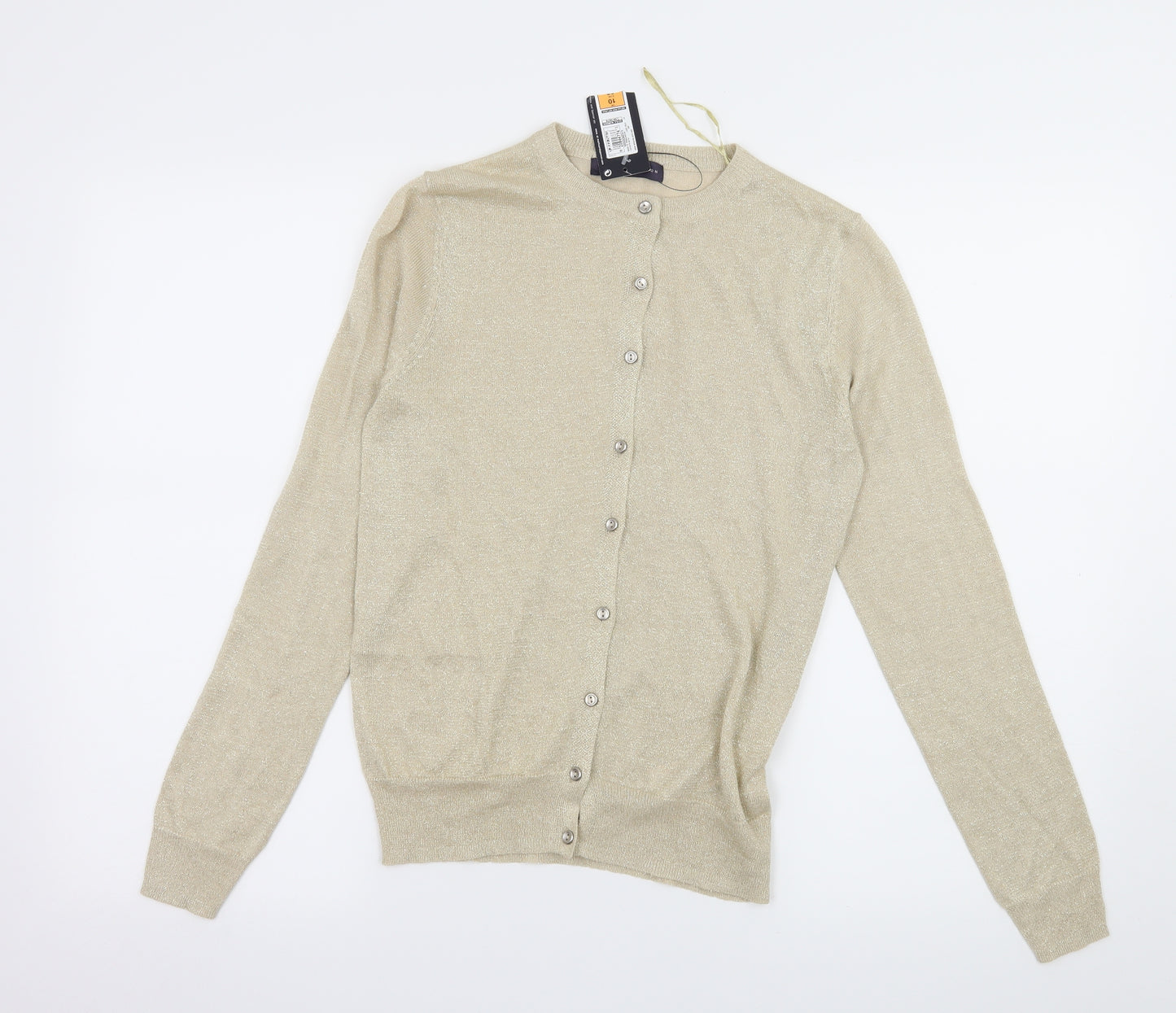 Marks and Spencer Womens Gold  Knit Cardigan Jumper Size 10