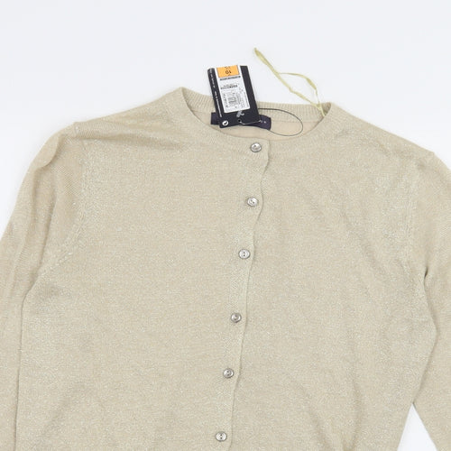 Marks and Spencer Womens Gold  Knit Cardigan Jumper Size 10