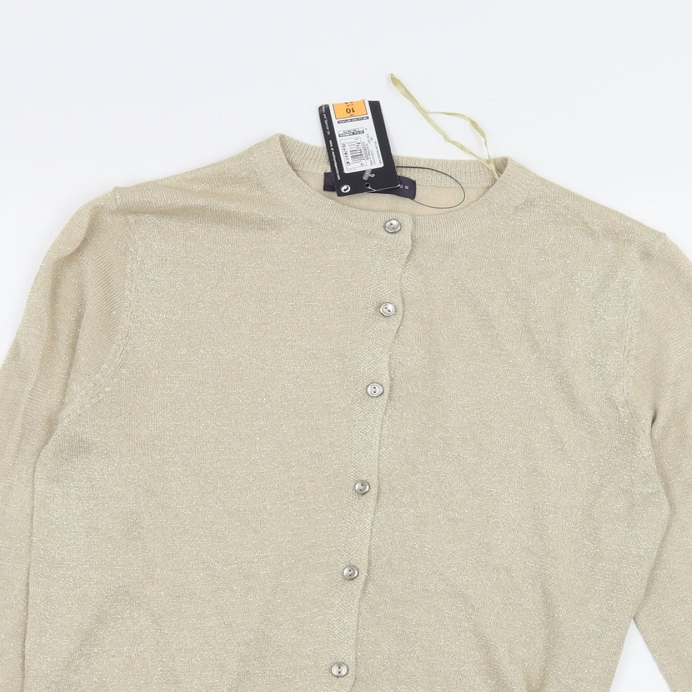 Marks and Spencer Womens Gold  Knit Cardigan Jumper Size 10