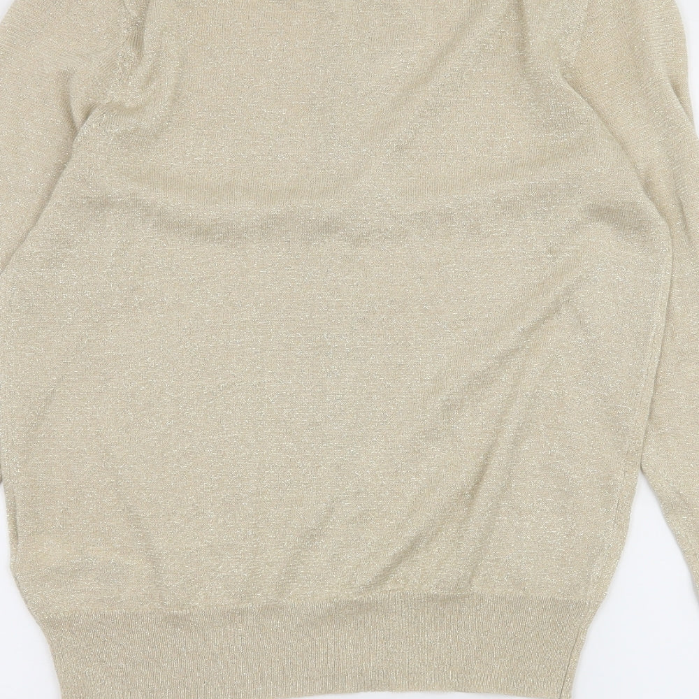Marks and Spencer Womens Gold  Knit Cardigan Jumper Size 10
