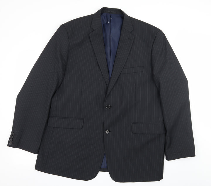 Charlton Gray Mens Blue Striped Jacket Suit Size XL