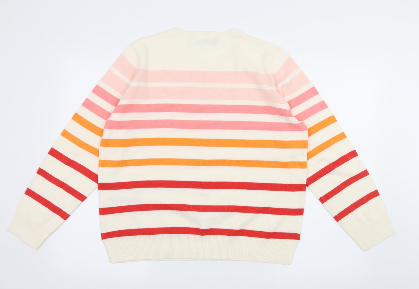 Marks and Spencer Womens Ivory Striped Knit Pullover Jumper Size 16