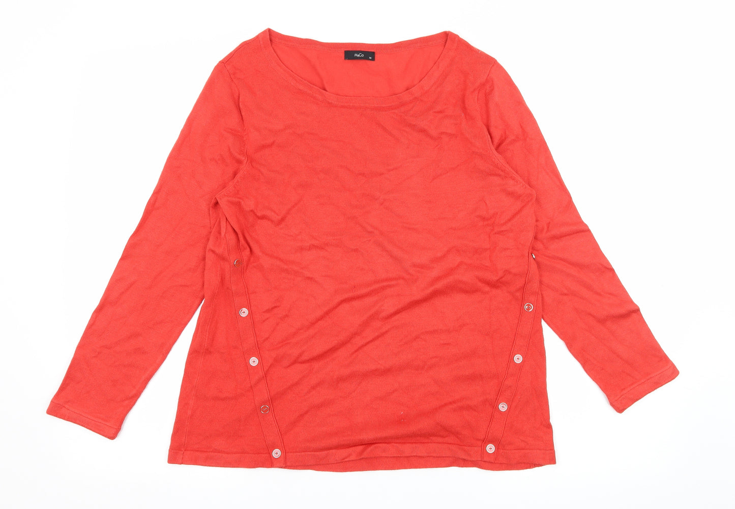 M&Co Womens Red  Knit Pullover Jumper Size 14