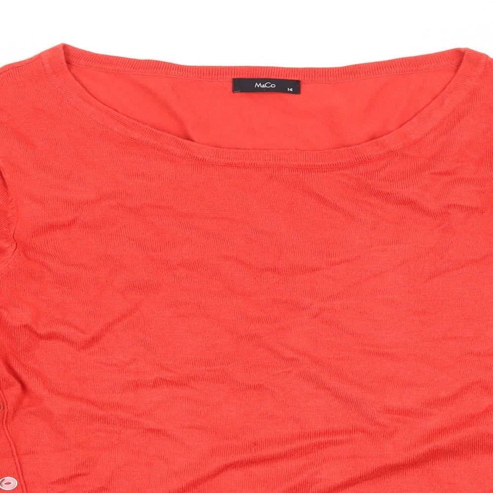 M&Co Womens Red  Knit Pullover Jumper Size 14