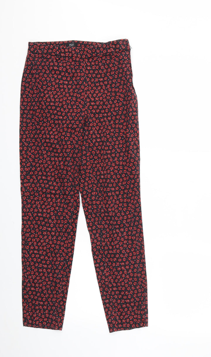 F&F Womens Red Floral Trousers Size 6 L26 in