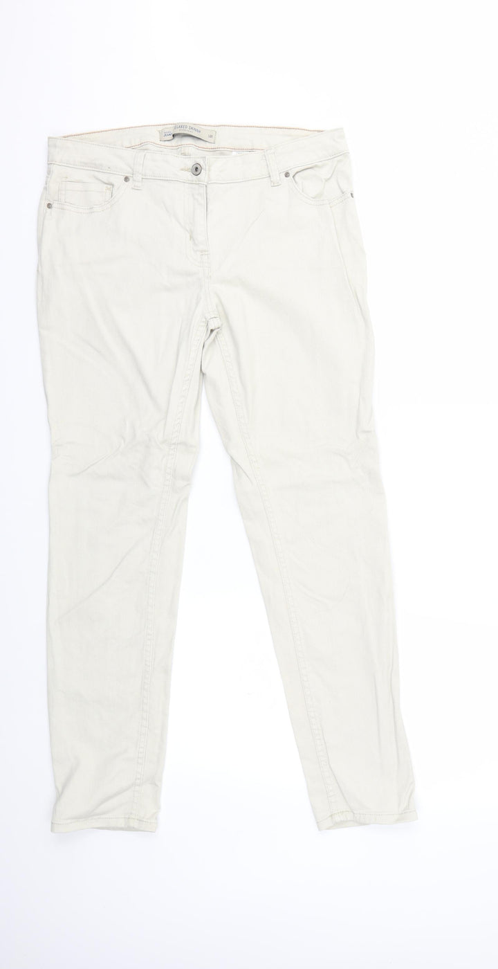 NEXT Womens Beige Denim Skinny Jeans Size 14 L29 in