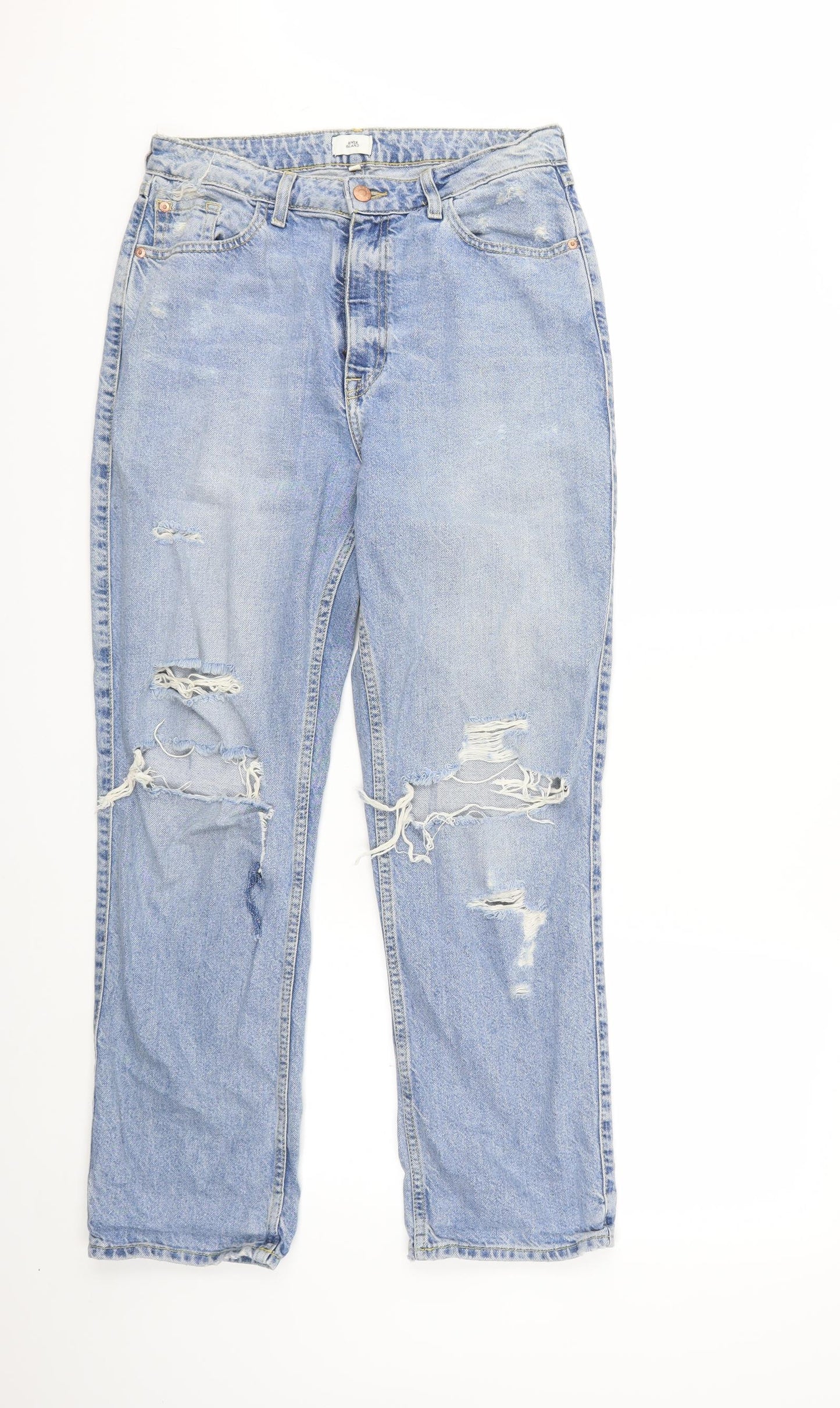 River Island Womens Blue  Denim Straight Jeans Size 12 L28 in