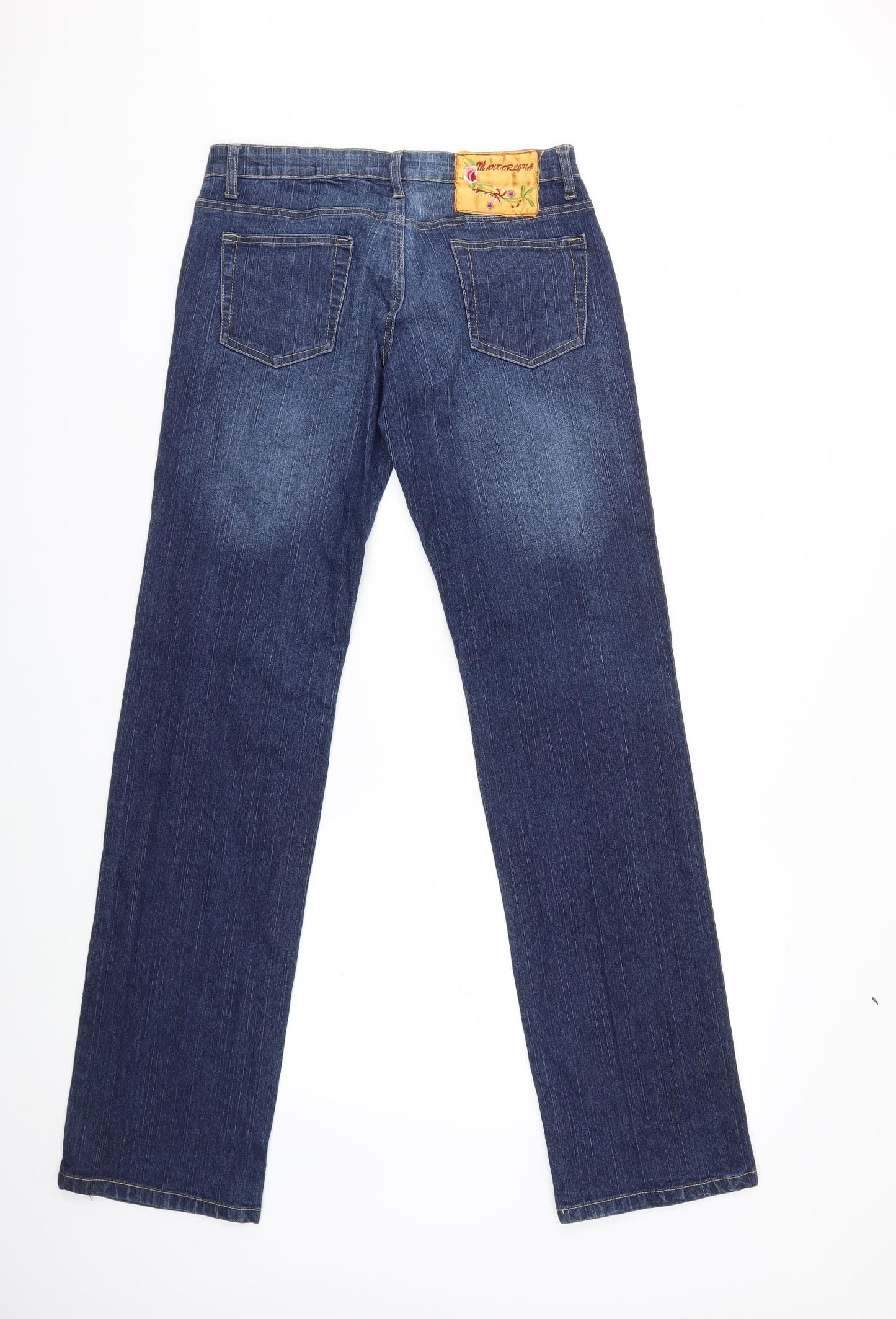 mandor line Womens Blue Floral Denim Straight Jeans Size 29 in L32 in