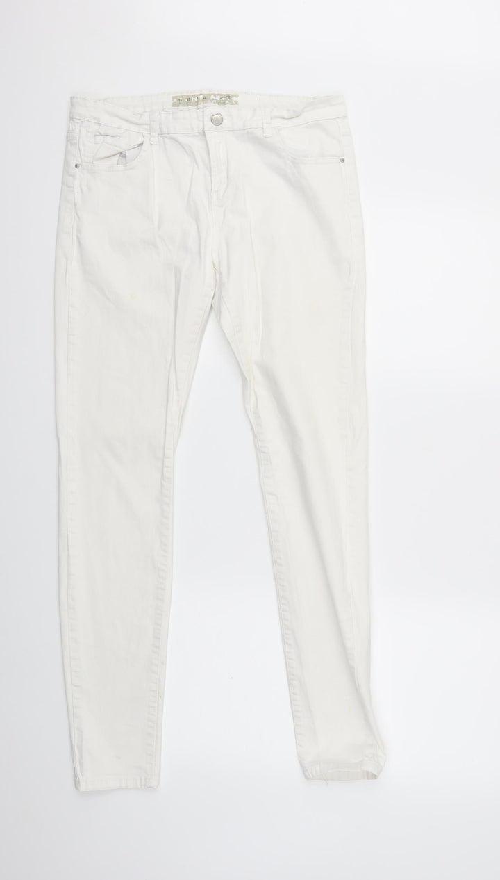 Denim & Co. Womens White Denim Skinny Jeans Size 14 L30 in