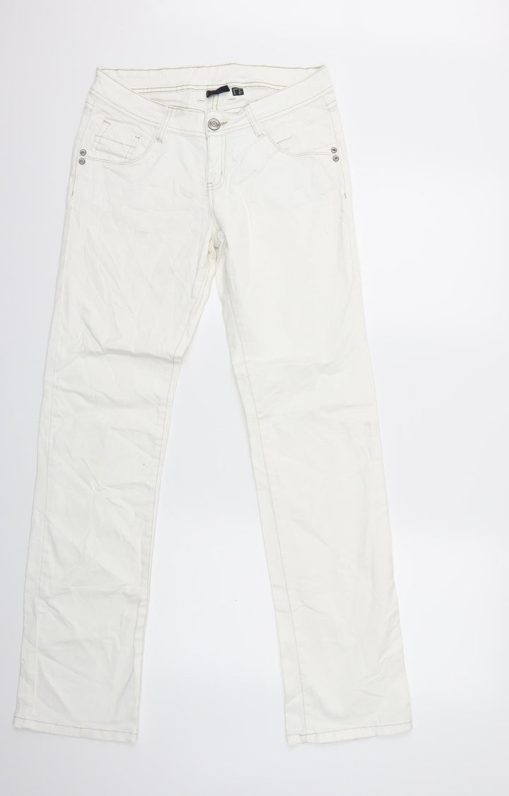 ESMARA Womens White Denim Straight Jeans Size 12 L31 in