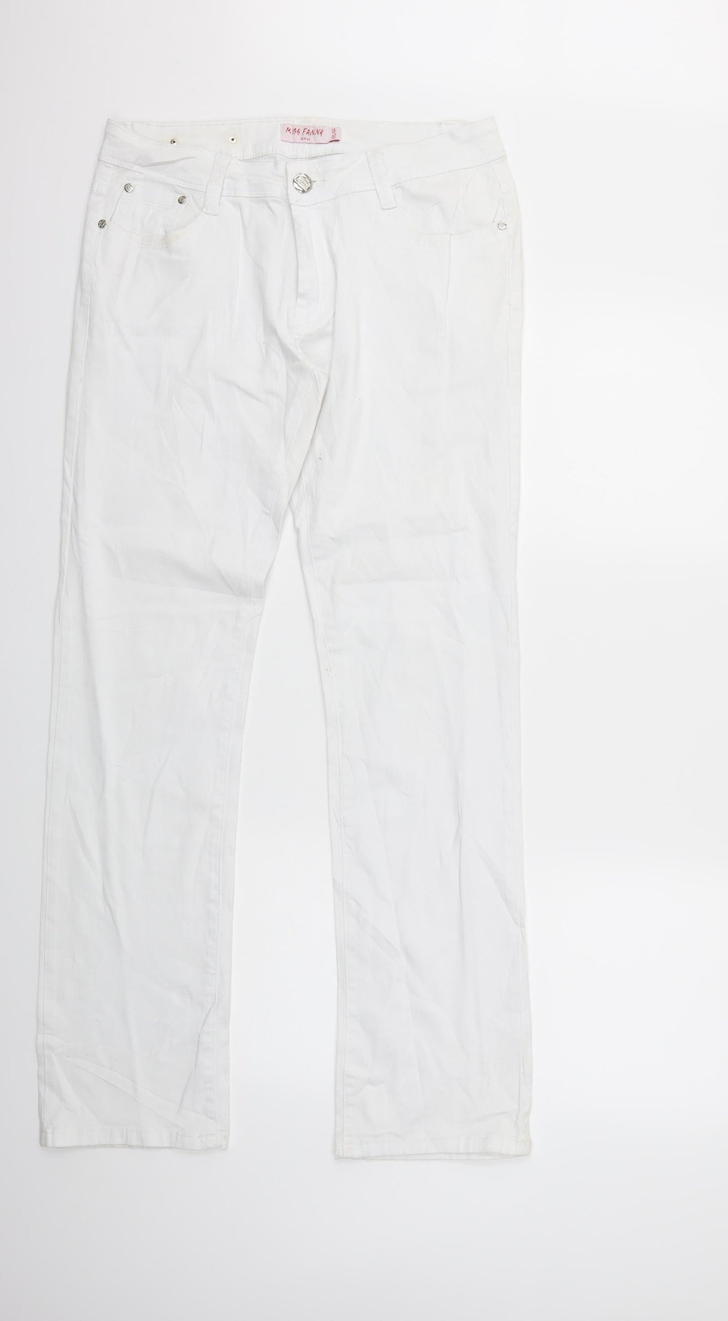 Miss Fanny Womens White  Denim Straight Jeans Size 2XL L32 in