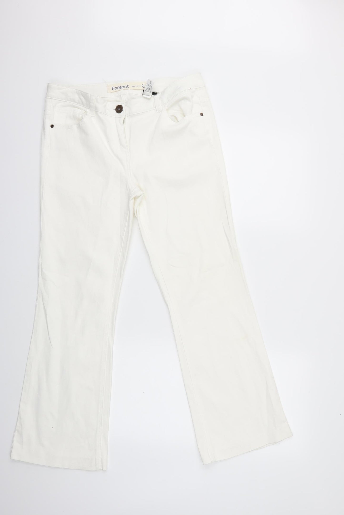 NEXT Womens White  Denim Flared Jeans Size 14 L29 in