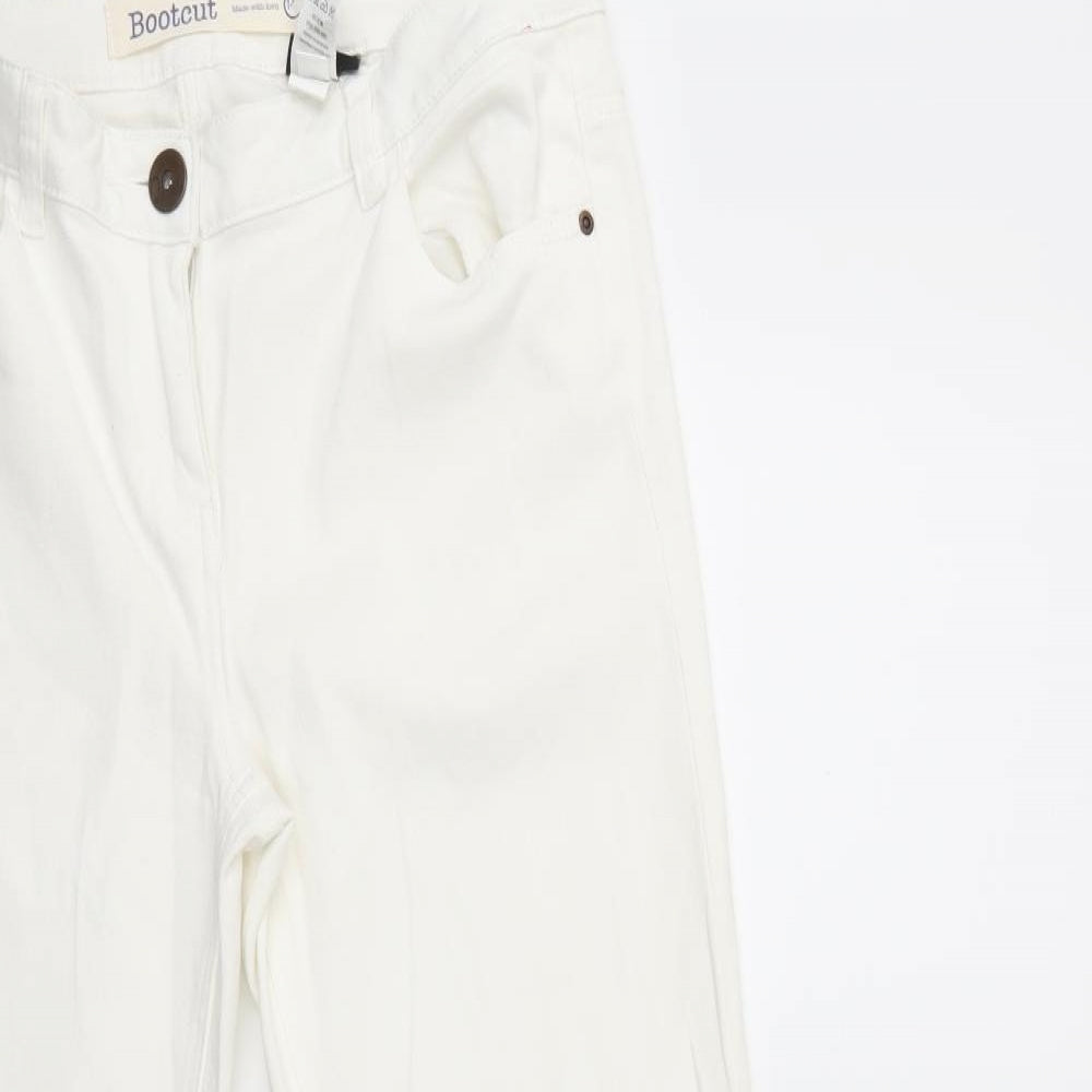 NEXT Womens White  Denim Flared Jeans Size 14 L29 in
