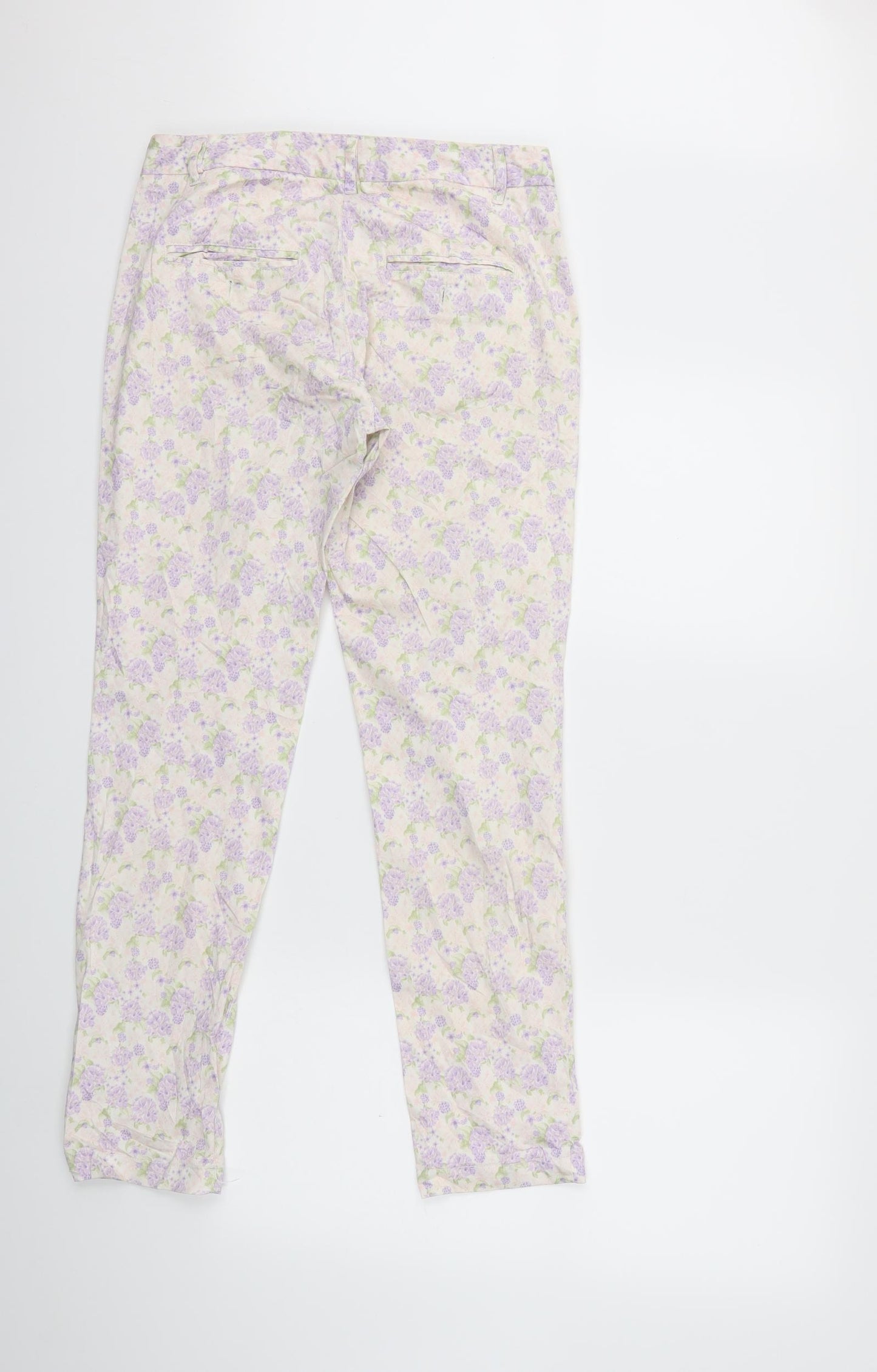 H&M Womens Purple Floral  Trousers  Size 8 L28 in