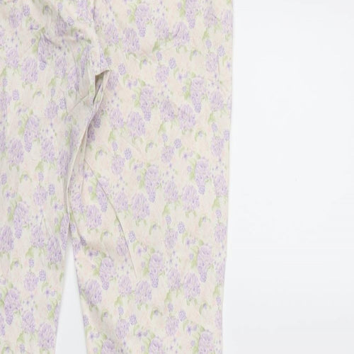 H&M Womens Purple Floral  Trousers  Size 8 L28 in