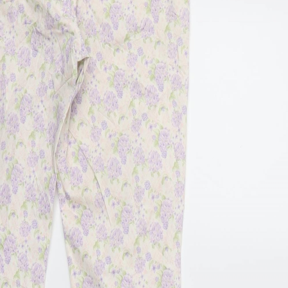 H&M Womens Purple Floral  Trousers  Size 8 L28 in