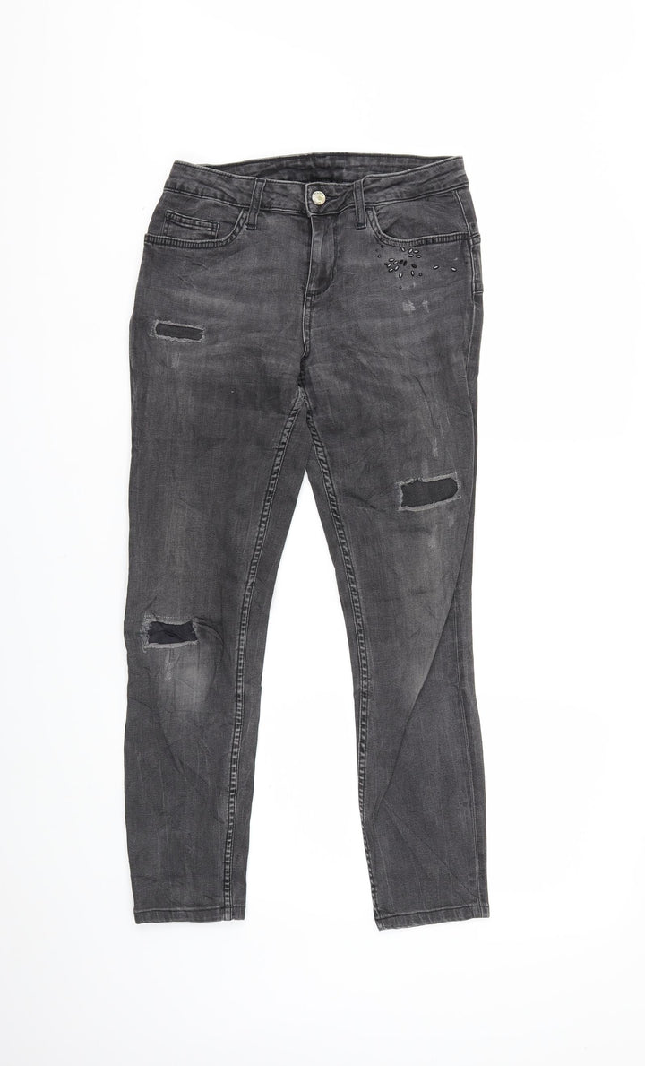 Preworn Womens Grey Denim Skinny Jeans Size 28 in L32 in