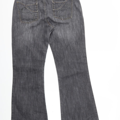 jeans fashion Womens Grey  Denim Flared Jeans Size 14 L32 in