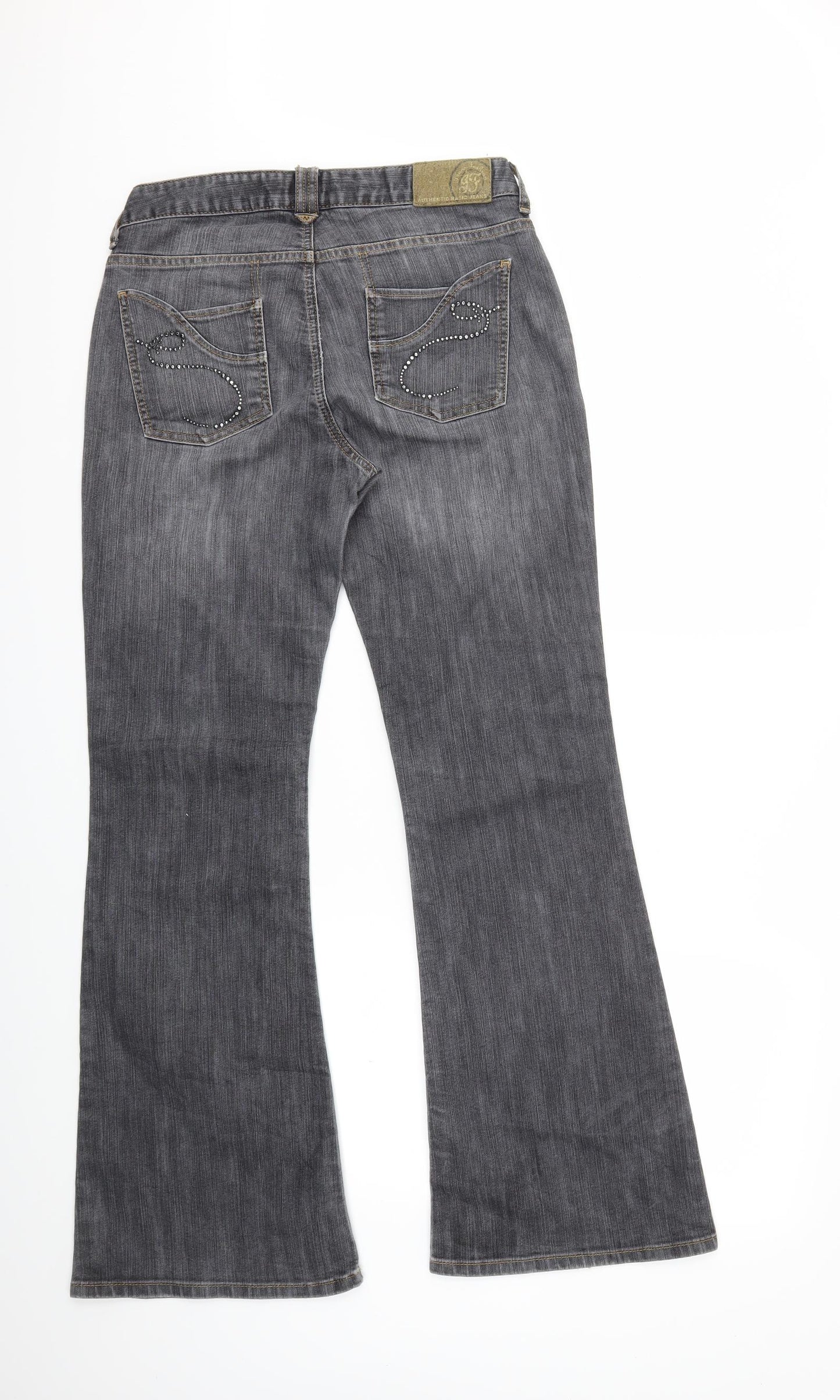 jeans fashion Womens Grey  Denim Flared Jeans Size 14 L32 in