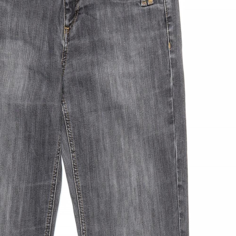 jeans fashion Womens Grey  Denim Flared Jeans Size 14 L32 in
