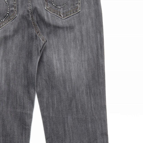 jeans fashion Womens Grey  Denim Flared Jeans Size 14 L32 in