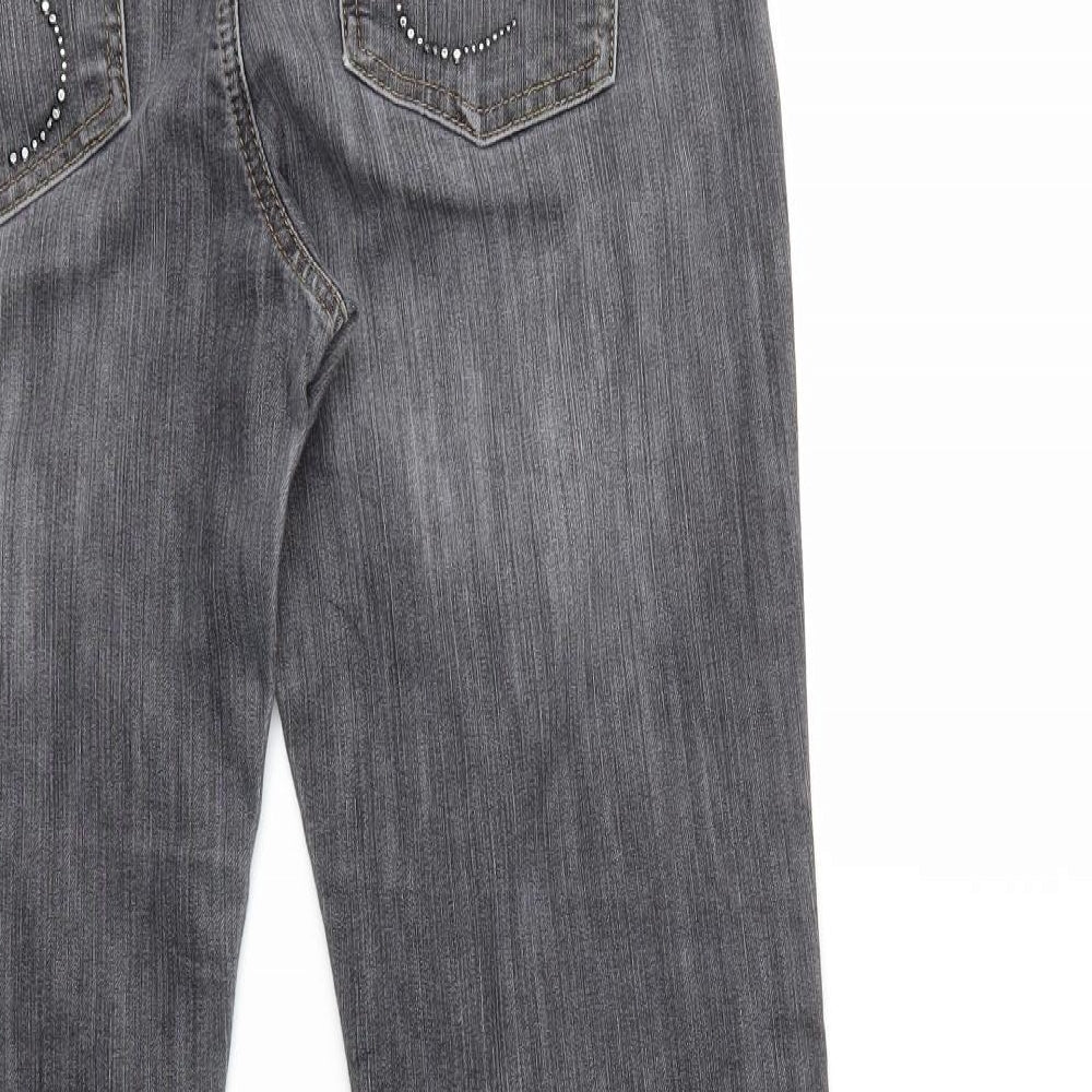 jeans fashion Womens Grey  Denim Flared Jeans Size 14 L32 in