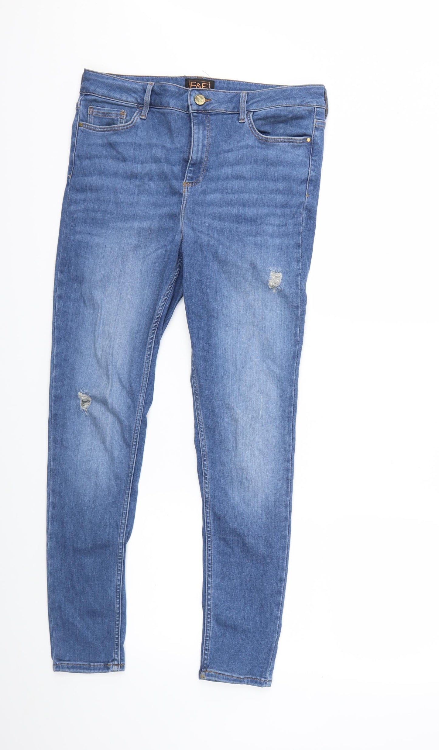 F&F Womens Blue  Denim Skinny Jeans Size 14 L27 in