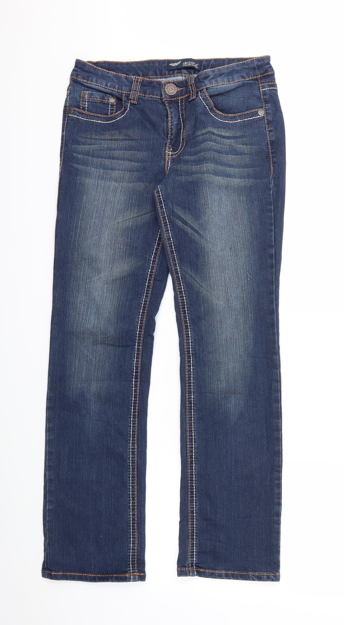 AriZona Womens Blue  Denim Straight Jeans Size 14 L29 in