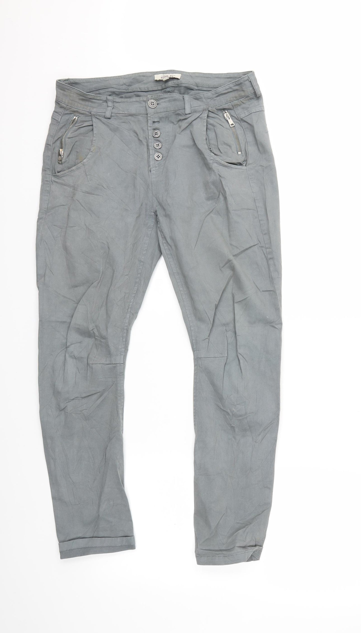 ISILK Mens Grey   Chino Trousers Size M L27 in