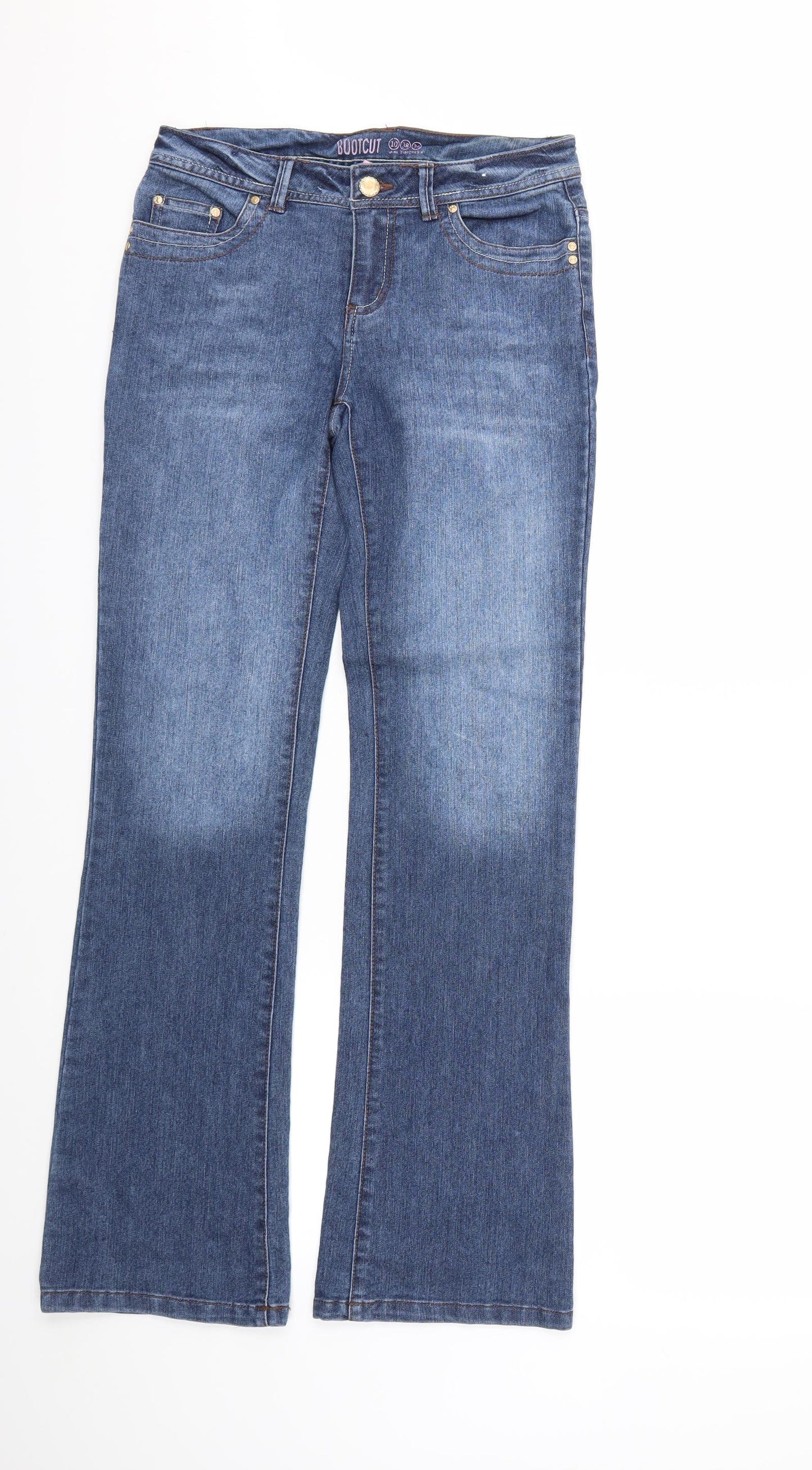 Denim & Co. Womens Blue  Denim Bootcut Jeans Size 10 L31 in