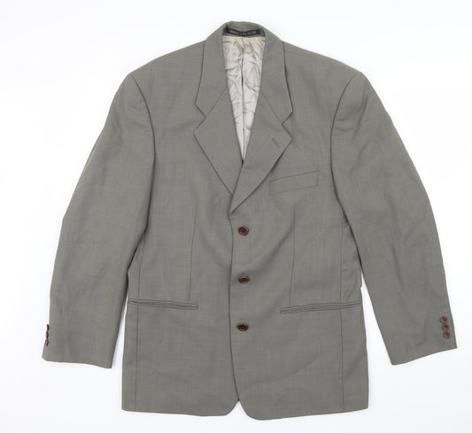 Front view of Marks & Spencer men’s grey jacket, size 36, - false pockets